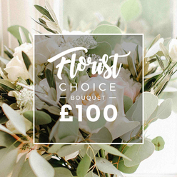 Elegant Florist Choice Bouquet from Grove Park Florist rests as a quiet celebration of simplicity and grace. The cluster centers soft white blooms with pale pink hints, likely garden roses or peonies, all arranged among abundant greenery. Eucalyptus leaves glow with a silvery sheen, while slender olive branches provide a natural architectural line that guides the eye through the arrangement. The lighting is soft and diffused, creating an airy mood with gentle bokeh in the background. A white rectangular overlay sits over the bouquet, its words arranged as a small story: Florist in a flowing script at the top, CHOICE and BOUQUET in clean capitals below, with delicate horizontal lines framing BOUQUET. The bottom of the overlay displays the price £100 in bold sans-serif letters, clearly legible. This image functions as a showroom piece for our online shop, highlighting a premium gift option designed for delivery across Grove Park, Sydenham, and the surrounding boroughs. The combination of creamy blooms and cool greens speaks of fresh mornings and thoughtful generosity. The bouquet is ideal for anniversaries, birthdays, or to tell someone you are thinking of them, with Grove Park Florist offering reliable, same day delivery to local homes and workplaces. The sense of movement from the foliage and the softness of the petals invites touch and memory, a reminder of celebrations yet to come.