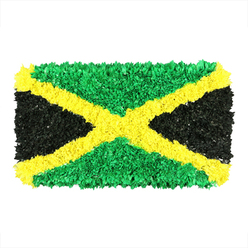 These arrangements echo the emotional language of Jamaica's heritage, translated through a textile lens. Modeled in the flag's shape and colours, it becomes a tapestry of unity and remembrance. Vivid green triangles sit at the top and bottom, their surfaces alive with countless little fragments that catch the light and resemble emerald hills after rain. A diagonal gold saltire cuts across, bright as sunshine, while the left and right triangles present deep, charcoal-black tones. Each color patch is built from countless crinkled pieces-paper scraps, fabric shards-giving the piece a distinctly tactile, three-dimensional quality that breathes as you move past it. On a white backdrop, the colors seem to hover, lightly buoyed by the air of celebration yet grounded by the quiet strength of the black segments. The overall effect is both celebratory and contemplative, an homage to Jamaica's musical rhythm, culinary spirit, and cultural memory, rendered in a material so humble yet so expressive. In the Grove Park area, such a piece could echo community events in Brockley or Honor Oak Park, and it invites conversations about identity, pride, and belonging. For readers exploring Jamaica's heritage or Caribbean arts, this image offers a tangible link between craft, culture, and community, a reminder that art can carry a nation's story with warmth and resilience in equal measure.