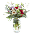 A sense of graceful calm radiates from this Grove Park bouquet, each floral note carefully chosen to evoke celebration and comfort. The heart of the arrangement is formed by sumptuous red roses, velvety and deep, their colour reminiscent of a peaceful dusk over Chiswick railway bridge. Creamy white Gerberas provide contrast, fanning their petals with untouched purity and optimism. Hints of blush and lavender Lisianthus are scattered throughout, some teased into open blooms, others tender in bud-a soft promise of renewal matching the spirit of Grove Park's leafy streets. Wisps of silvery eucalyptus thread between blooms, their cool hue and invigorating scent inspired by the borough's riverside breeze. Glossy green foliage cups the arrangement, a single, artful aspidistra leaf curving below for structure and modern appeal. Each stem stands distinct and celebrated within the vase's pristine waters. This bouquet is both refined and inviting, ideal as an anniversary gift, a thoughtful thank you, or a brightening gesture delivered across Grove Park-bringing contemporary style and quietly joyful sentiment to any local gathering.