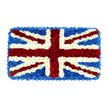 A dignified Union Jack floral tribute is shown as a rectangular cushion, every part of the flag recreated with fresh flowers arranged in dense, precise clusters. The corners and edges are filled with deep blue blooms, forming a smooth, even background and frame that grounds the design. Across this blue field runs the wide red cross of St George, vertically and horizontally, crafted from compact red blossoms that stand out boldly and give the flag its strong central structure. Diagonally, from corner to corner, run narrower red lines representing St Patrick's Cross, equally crisp and carefully aligned. Pure white flowers outline these red elements and form the broader diagonal sections of St Andrew's Cross, creating bright, clean edges that sharply define each part of the flag. The surface of the arrangement is richly textured, with each flower head sitting snugly beside the next, creating a tactile, almost quilted appearance. Set against a plain white background, the red, white, and blue palette appears vivid yet respectful, perfectly suited to a funeral, memorial, or national day of remembrance. One can imagine this piece resting in a quiet chapel in Grove Park or being carried gently from a family home near the leafy streets leading towards the station. The careful craftsmanship, the softness of the petals, and the subtle scent of fresh blooms combine to offer a gentle expression of patriotic pride, gratitude, and love for someone whose life was closely tied to the United Kingdom and its shared story.