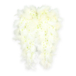 A delicate angel wings floral tribute dominates the scene, composed entirely of white flowers and feathery accents, echoing the calm, reflective spirit of farewell gatherings in and around Grove Park. The two wings are poised side by side, slightly parted at the top in a soft, upward sweep, giving the impression of an angel at rest yet ready to rise. At the centre of each wing, tiny white chrysanthemum-style blooms and similar small blossoms are meticulously clustered so tightly that their petals create a smooth, almost quilted texture. The faintest touches of pale green or buttery ivory at their centres lend quiet variation, like gentle sunlight filtering through morning mist along the nearby Thames Path. Surrounding this floral core, luxurious white feathers drift outward, arranged in layered arcs that mirror the structure of real wings. Their fluffy edges soften the silhouette, making the whole tribute appear light, tender, and full of air. Against the plain white background, subtle shadows form under the feathers and between the blossoms, adding depth while keeping the overall feel calm and uncluttered. Visually, you can almost sense the cool, velvety petals beneath your fingertips and the weightless brush of the feathers, with a faint, fresh floral scent accompanying the moment. This angel wings design, much like those thoughtfully created by Grove Park Florist for local services, symbolises peace, protective love, and the hope that the person being honoured is carried gently onward, watched over with quiet grace.